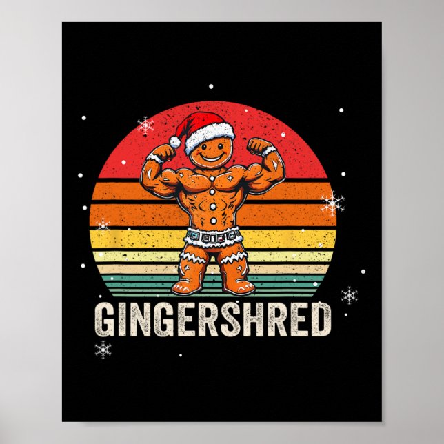 Póster Gingershred Funny Gingerbread Man Gym Bodybuilding (Frente)