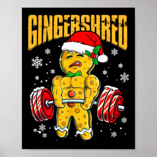 Póster Gingershred Funny Gingerbread Man Gym Bodybuilding