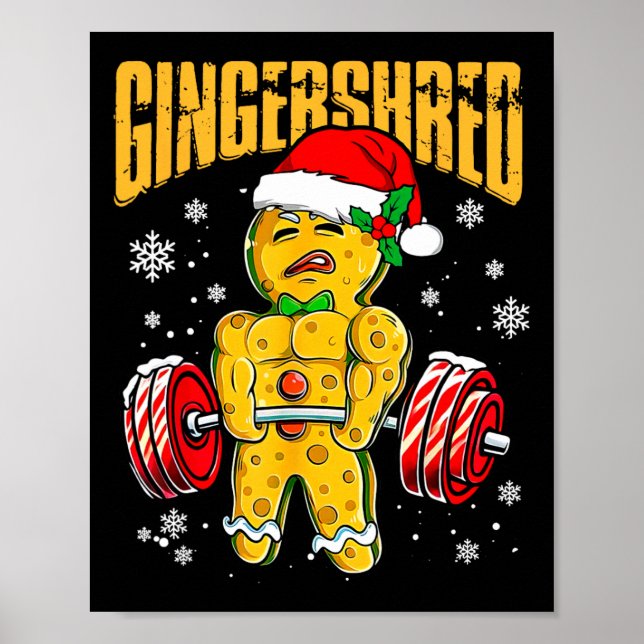 Póster Gingershred Funny Gingerbread Man Gym Bodybuilding (Frente)