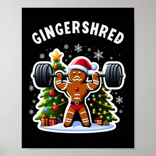 Póster Gingershred Funny Gingerbread Man Gym Bodybuilding (Frente)