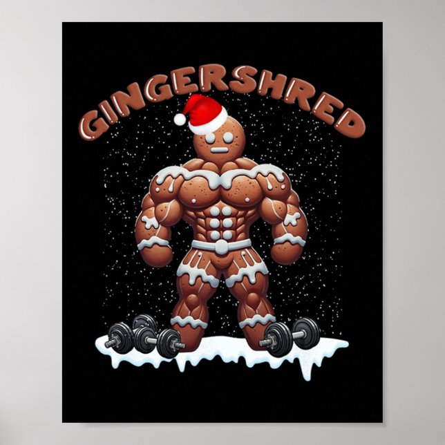 Póster Gingershred Funny Gingerbread Man Gym Bodybuilding (Frente)