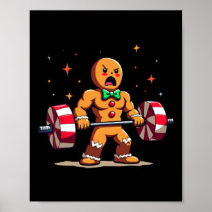 Póster Gingershred Funny Gingerbread Man Gym Bodybuilding