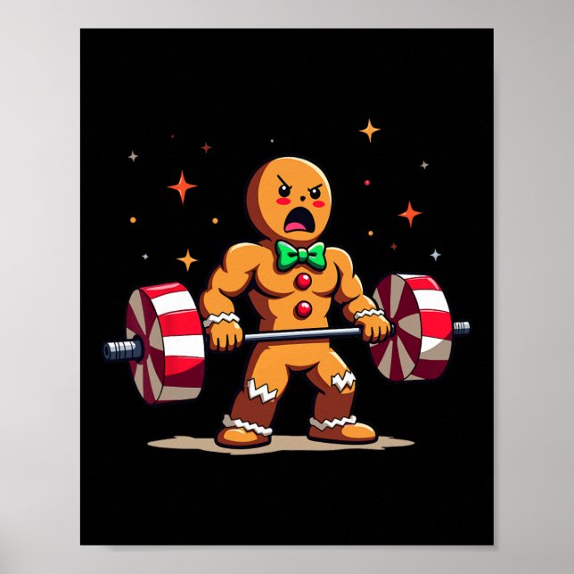Póster Gingershred Funny Gingerbread Man Gym Bodybuilding (Frente)