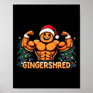 Póster Gingershred Funny Gingerbread Man Gym Bodybuilding