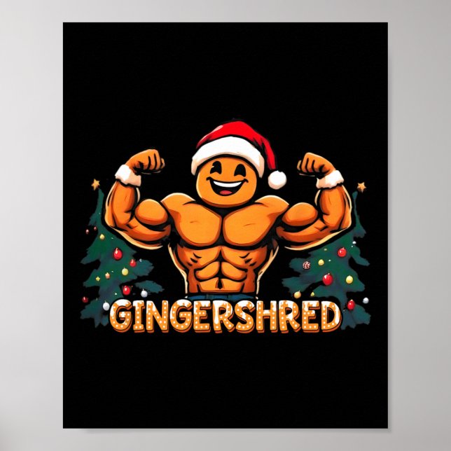 Póster Gingershred Funny Gingerbread Man Gym Bodybuilding (Frente)
