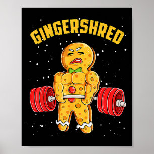 Póster Gingershred Funny Gingerbread Man Gym Bodybuilding