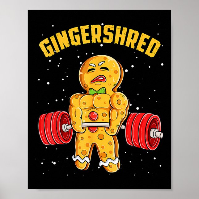 Póster Gingershred Funny Gingerbread Man Gym Bodybuilding (Frente)