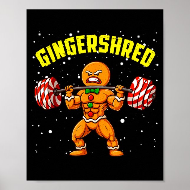 Póster Gingershred Funny Gingerbread Man Gym Bodybuilding (Frente)