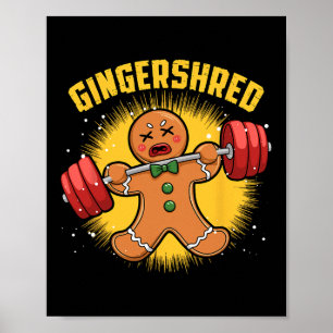 Póster Gingershred Funny Gingerbread Man Gym Bodybuilding
