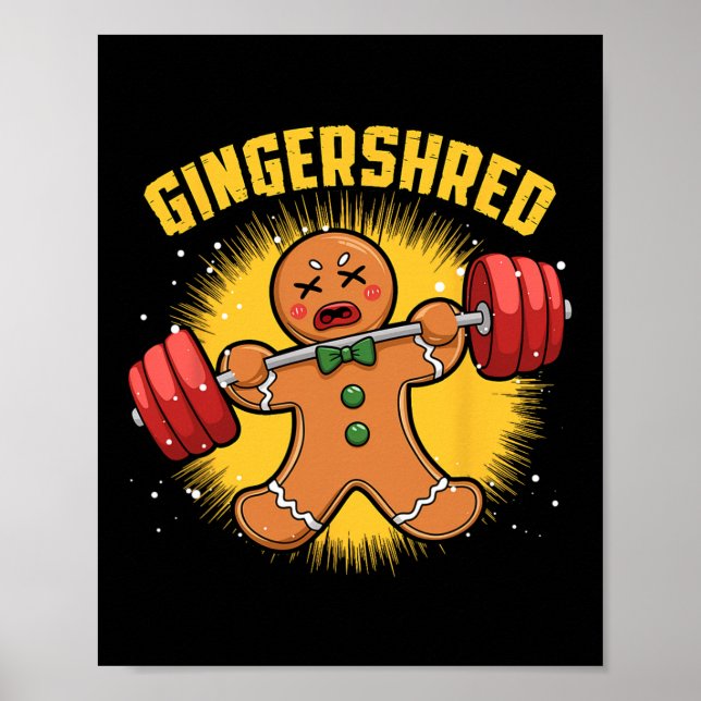 Póster Gingershred Funny Gingerbread Man Gym Bodybuilding (Frente)