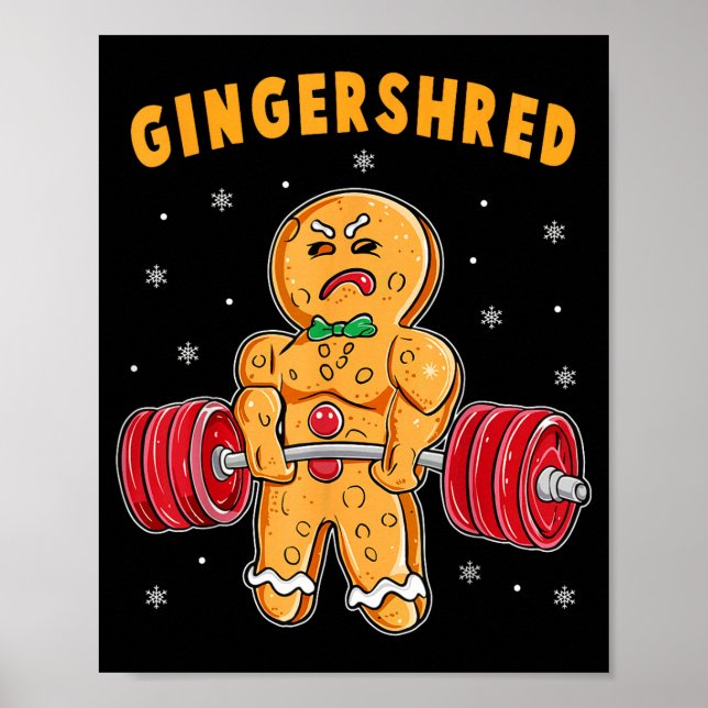 Póster Gingershred Funny Gingerbread Man Gym Bodybuilding (Frente)