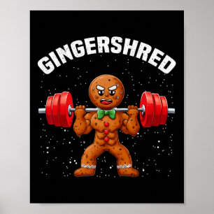 Póster Gingershred Funny Gingerbread Man Gym Bodybuilding