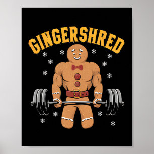 Póster Gingershred Funny Gingerbread Man Gym Bodybuilding