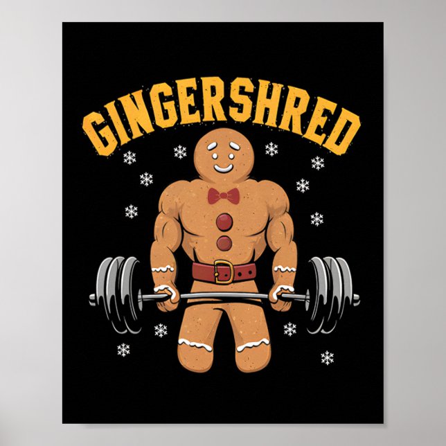 Póster Gingershred Funny Gingerbread Man Gym Bodybuilding (Frente)