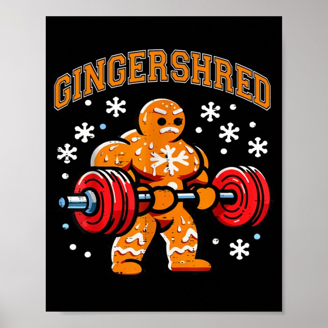 Póster Gingershred Funny Gingerbread Man Gym Bodybuilding (Frente)