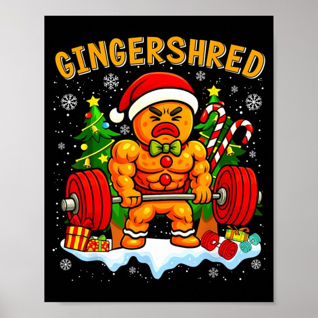 Póster Gingershred Funny Gingerbread Man Gym Bodybuilding (Frente)