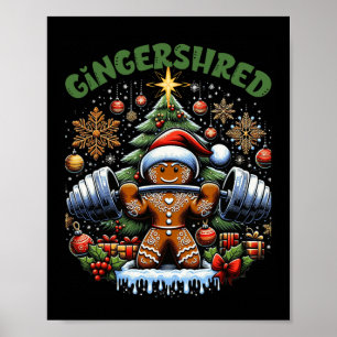 Póster Gingershred Funny Gingerbread Man Gym Bodybuilding