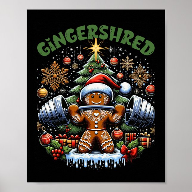 Póster Gingershred Funny Gingerbread Man Gym Bodybuilding (Frente)
