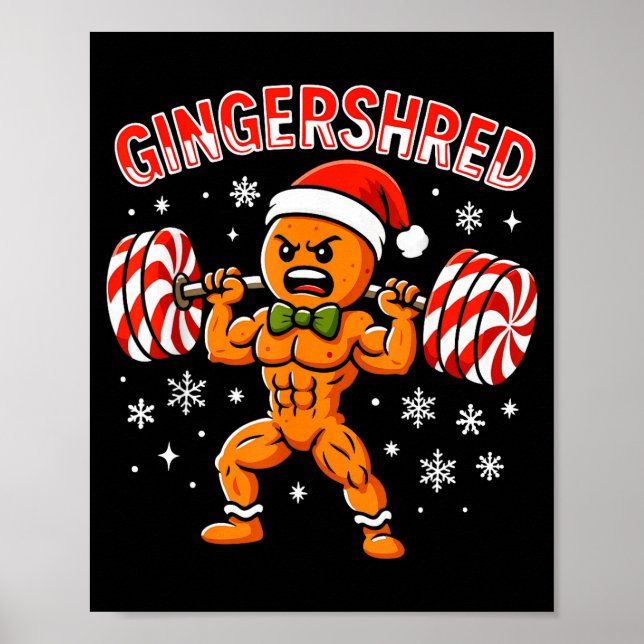 Póster Gingershred Funny Gingerbread Man Gym Bodybuilding (Frente)