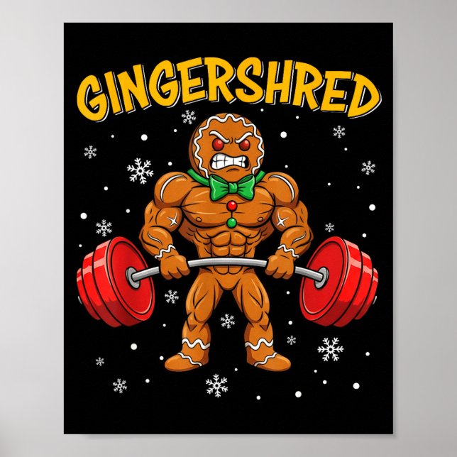 Póster Gingershred Funny Gingerbread Man Gym Bodybuilding (Frente)