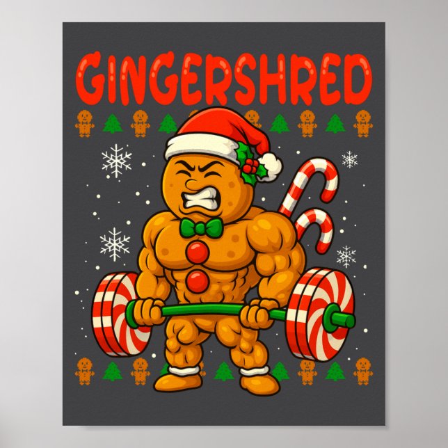 Póster Gingershred Gingerbread Lifting Funny Christmas Gy (Frente)