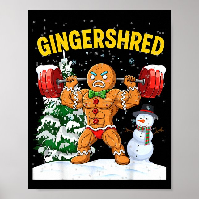 Póster Gingershred Gingerbread Man Bodybuilding Christmas (Frente)