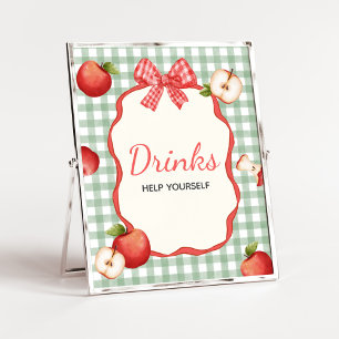 Póster Gingham Apple de nuestro ojo Rótulo de bebidas Bab