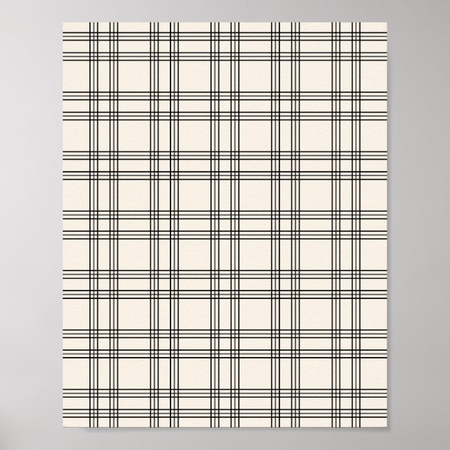 Póster Gingham Blanco Negro Y Crema (Frente)