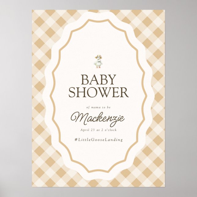 Póster Gingham Goose Baby Shower Welcome Sign Poster (Frente)