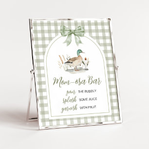 Póster Gingham Mallard Duck Baby Shower Mom Osa Bar Rótul