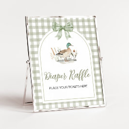 Póster Gingham Mallard Duck BabyShower Diaper Raffle Rótu