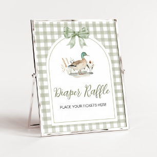 Póster Gingham Mallard Duck BabyShower Diaper Raffle Rótu