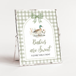 Póster Gingham Mallard Duck Bebés son Rótulos dulces