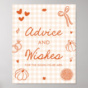 Póster Gingham Naranja Otoño Dibujado a Mano Consejos y D