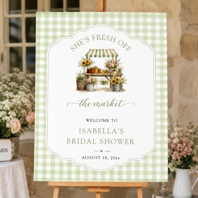 Póster Gingham Personalizado Está Fresca Salida Del Merca (Custom Gingham She's Fresh Off The Market Poster)
