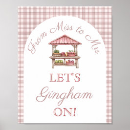 Póster Gingham Pink Fresh fuera del mercado Bridal Shower