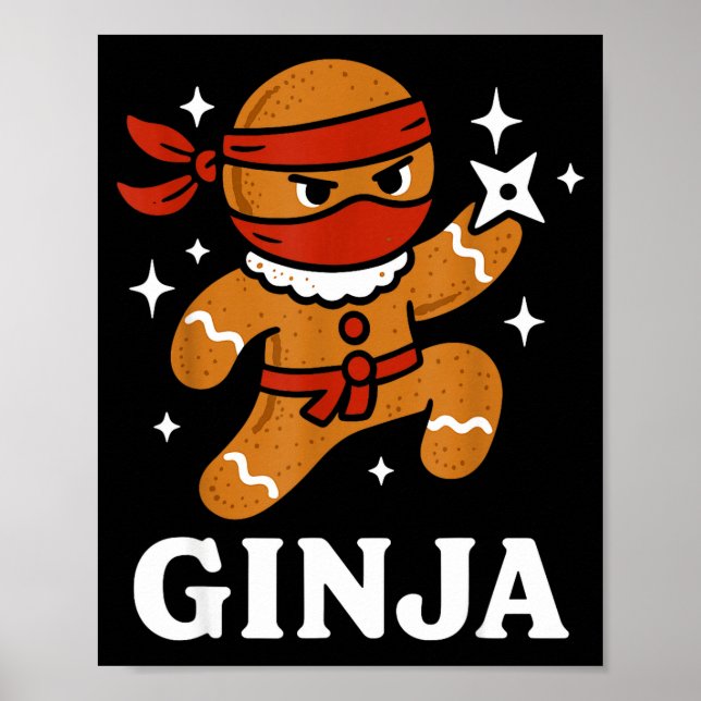 Póster Ginjas Gingerbread Ninja Funny Christmas Cookie Bo (Frente)