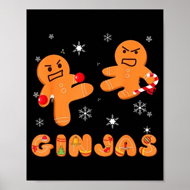 Póster Ginjas Gingerbread Ninjas Funny Ugly Christmas  (Frente)