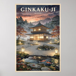 Póster Ginkaku-ji Kyoto Viajes Vintage