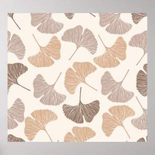 Póster Ginkgo biloba: diseño seco sin costura.