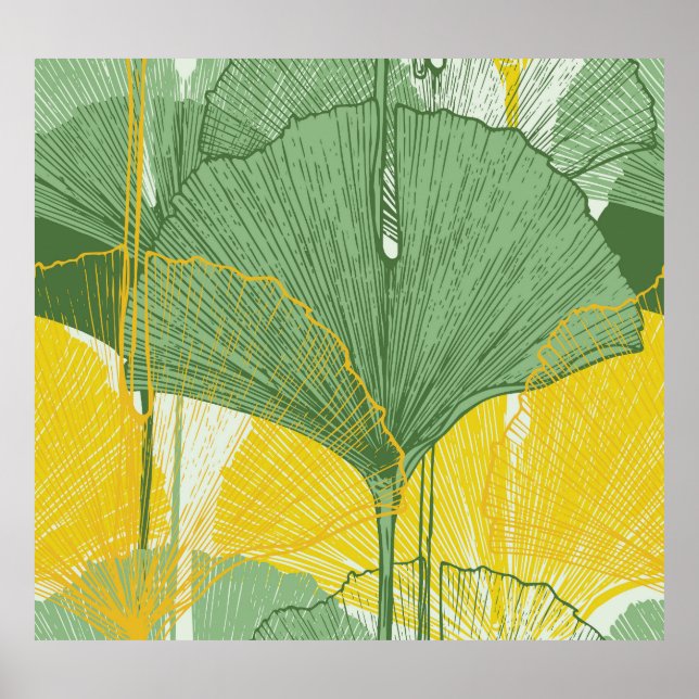 Póster Ginkgo Biloba: Hojas Tropicales (Frente)