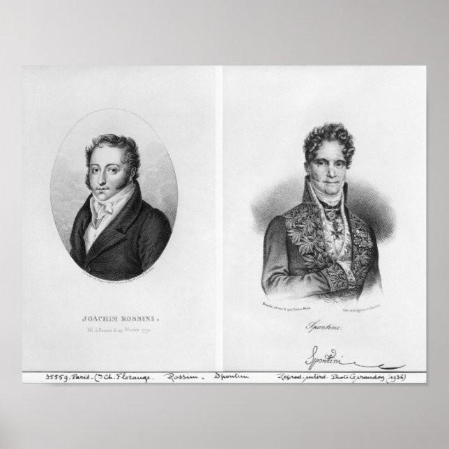 Póster Gioacchino Rossini Gaspare grabado por (Frente)