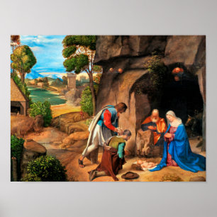 Póster Giorgione - La adoración de los pastores