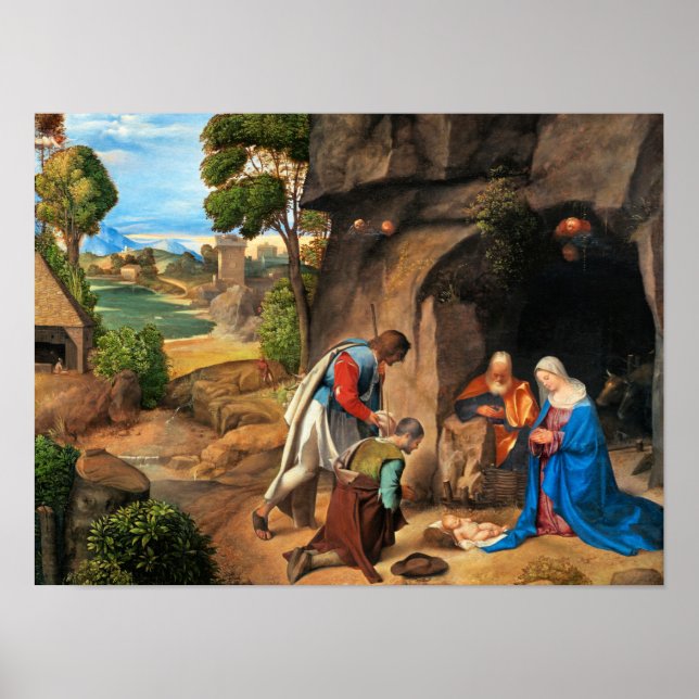 Póster Giorgione - La adoración de los pastores (Frente)