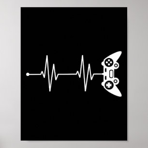 Póster Gira De Camisa De Gamer Heartbeat Para El Videojue