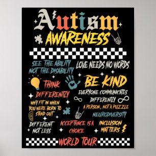 Póster Gira Mundial de Conciencia del Autismo Sé Amable L