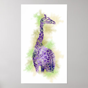 Póster Girafa acuarela 1
