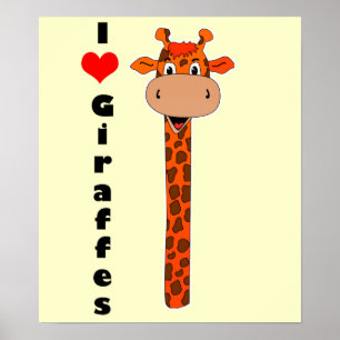 Póster Girafa de corazón