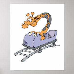Póster girafa de montaña rusa divertida