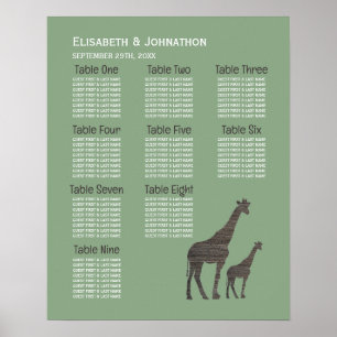 Póster Girafa de Safari de arcilla, gráfico de asientos d